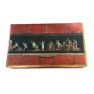 Italian Vintage Florentine Gilded Box Restoration of Pompeii Toleware Box